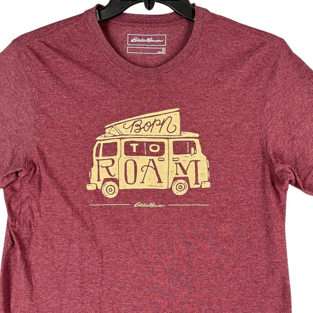 Eddie Bauer Shirt Medium Mens Maroon Van Life Camping Outdoor‎ Volkswagen Van